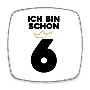 6 Geburtstag - 6 Jahre mit Krone - Viereckiger Kühlschrankmagnet - Weiß - Vorne