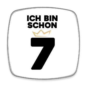 7 Geburtstag - 7 Jahre mit Krone - Viereckiger Kühlschrankmagnet - Weiß - Vorne