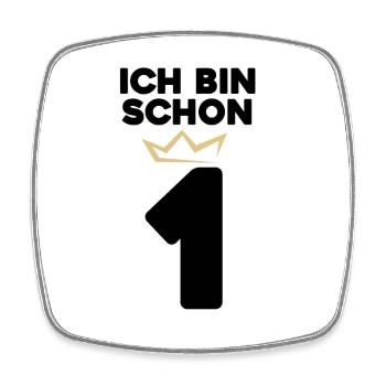1 Geburtstag - 1 Jahre mit Krone - Viereckiger Kühlschrankmagnet - Weiß - Vorne