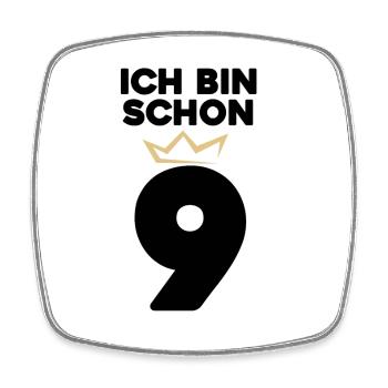 9 Geburtstag - 9 Jahre mit Krone - Viereckiger Kühlschrankmagnet - Weiß - Vorne