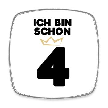 4 Geburtstag - 4 Jahre mit Krone - Viereckiger Kühlschrankmagnet - Weiß - Vorne