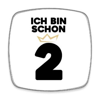 2 Geburtstag - 2 Jahre mit Krone - Viereckiger Kühlschrankmagnet - Weiß - Vorne