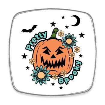 Halloween Kürbis - Pretty Spooky - Niedliches Halloween - Viereckiger Kühlschrankmagnet - Weiß - Vorne