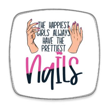 The Happiest Girls Have The Prettiest - Viereckiger Kühlschrankmagnet - Weiß - Vorne