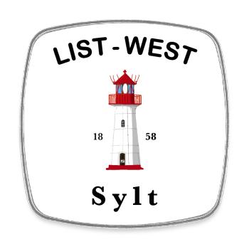 Phare emblématique List-West sur Sylt, mer du Nord - Magnet carré - blanc - Devant