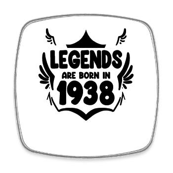 1938 - Born 1938 - Year of construction 1938 - Square fridge magnet - white - Front