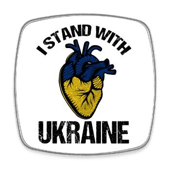I Stand With Ukraine Flag Ukrainian - Square fridge magnet - white - Front