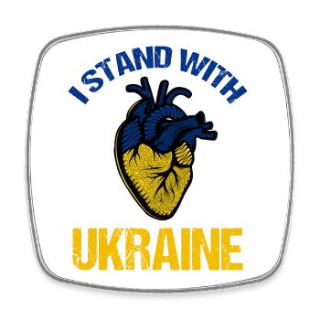 I Stand With Ukraine Flag Ukrainian - Square fridge magnet - white - Front