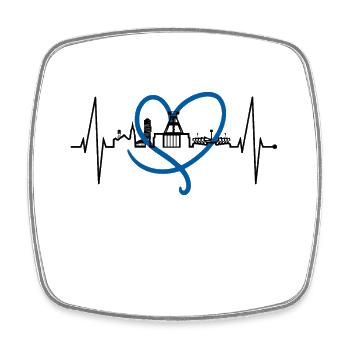 Bochum heartbeat Bochum skyline home Ruhrpott - Magnet carré - blanc - Devant