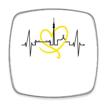 Dortmund Skyline Herzschlag Stadion Fan Dortmunder - Viereckiger Kühlschrankmagnet - Weiß - Vorne