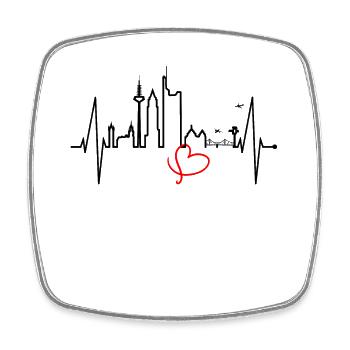 Francfort Skyline Heartbeat FFM Fan Love Hessen - Magnet carré - blanc - Devant