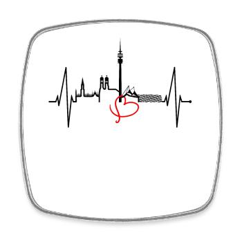 München Skyline Herzschlag Bayern Fan Liebe Munich - Viereckiger Kühlschrankmagnet - Weiß - Vorne