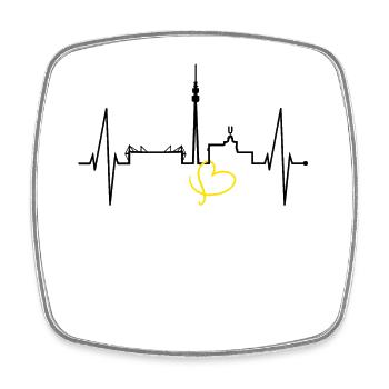 Dortmund Skyline Herzschlag Stadion Fan Dortmunder - Viereckiger Kühlschrankmagnet - Weiß - Vorne