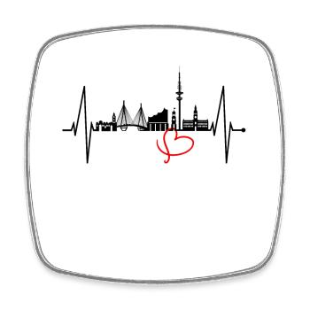 Hamburg Skyline Herzschlag Hamburger Liebe Fan - Viereckiger Kühlschrankmagnet - Weiß - Vorne