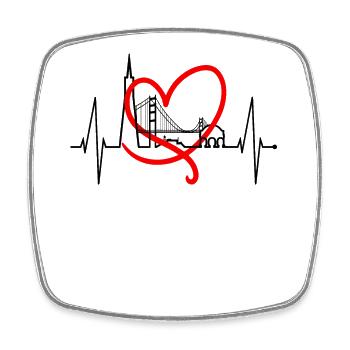 San Francisco Skyline Heartbeat Californie États-Unis - Magnet carré - blanc - Devant