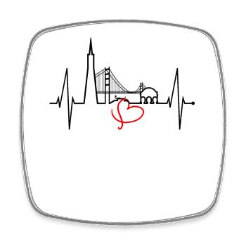 San Francisco Skyline Heartbeat Californie États-Unis - Magnet carré - blanc - Devant