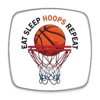 Eat Sleep Hoops Repeat Basketball - Square fridge magnet - white - Front