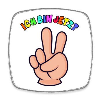 2.Geburtstag Kleinkind Geschenk 2 Finger - Viereckiger Kühlschrankmagnet - Weiß - Vorne