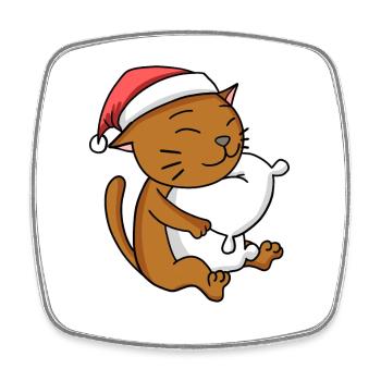 Chat Abyssin Chat Noël Sommeil Fatigué - Magnet carré - blanc - Devant