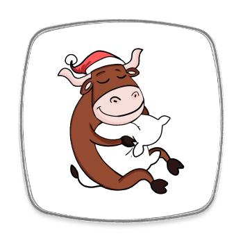 Ox Christmas Sleep Sleep Sleep Sleep - Square fridge magnet - white - Front