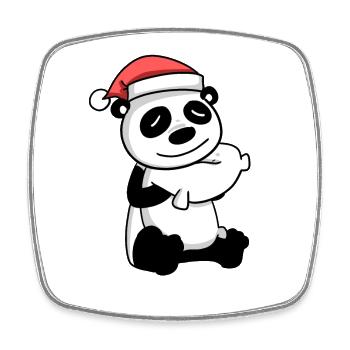 Panda Weihnachten Schlafen Schlaf Ausschlafen - Viereckiger Kühlschrankmagnet - Weiß - Vorne