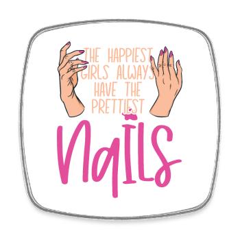 The Happiest Girls Have The Prettiest - Viereckiger Kühlschrankmagnet - Weiß - Vorne