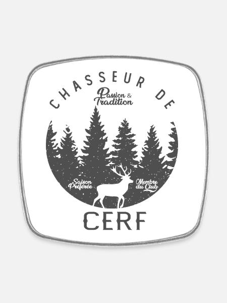 chasse chasseur de cerf cadeau cool papa papy - Magnet carré - blanc