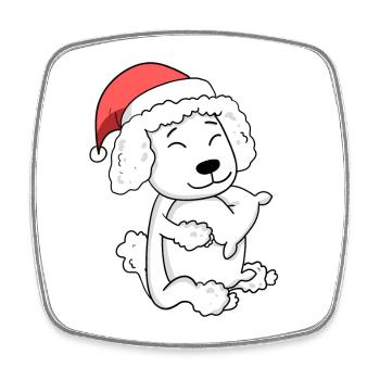 Poodle Dog Christmas Sleep Tired - Square fridge magnet - white - Front