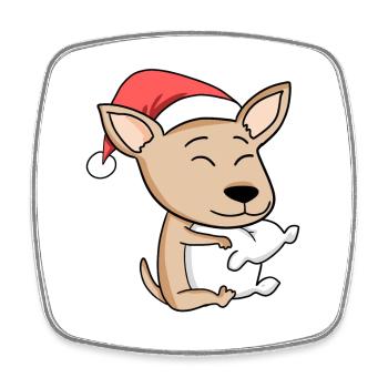 Chihuahua Dog Christmas Sleep Tired - Square fridge magnet - white - Front