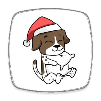 German Shorthair Dog Christmas Sleep Tired - Square fridge magnet - white - Front