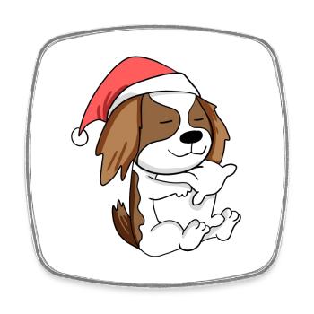 Cavalier King Charles Spaniel Chien Noël - Magnet carré - blanc - Devant