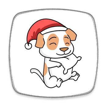 Jack Russell Terrier Dog Christmas Sleep - Square fridge magnet - white - Front
