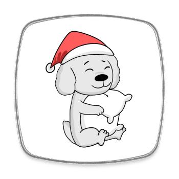 Maltese Dog Christmas Sleep Tired - Square fridge magnet - white - Front