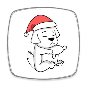Chien de montagne des Pyrénées Chien de Noël Sommeil Fatigué - Magnet carré - blanc - Devant