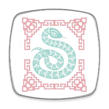 Year of the Serpent, Chinese Horoscope China - Square fridge magnet - white - Front