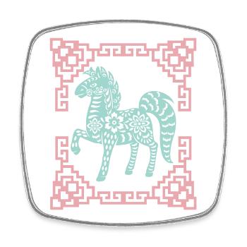 Year of the Horse, Chinese Horoscope China - Square fridge magnet - white - Front