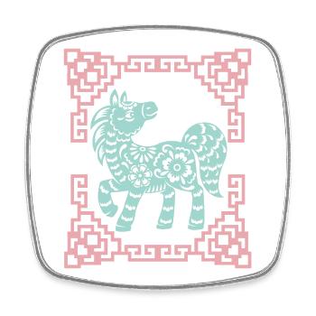 Année du Cheval, horoscope chinois Chine - Magnet carré - blanc - Devant