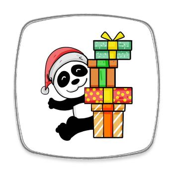 Panda de Noël avec cadeaux - Magnet carré - blanc - Devant
