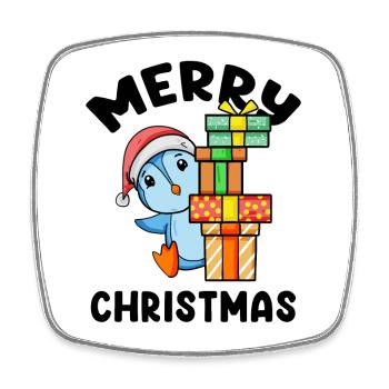 Joyeux motif de pingouin de Noël - Magnet carré - blanc - Devant