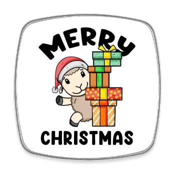 Frohe Weihnachten Schaf mit Geschenke - Viereckiger Kühlschrankmagnet - Weiß - Vorne