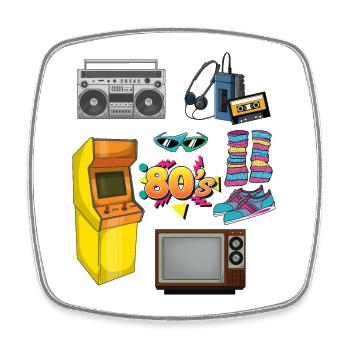 Retro Special 80s Objects 1980s - Square fridge magnet - white - Front