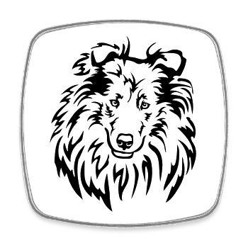 Collie Kopf - Viereckiger Kühlschrankmagnet - Weiß - Vorne