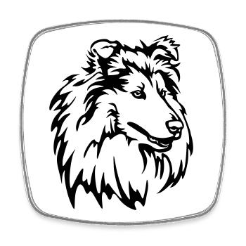 Collie Kopf - Viereckiger Kühlschrankmagnet - Weiß - Vorne