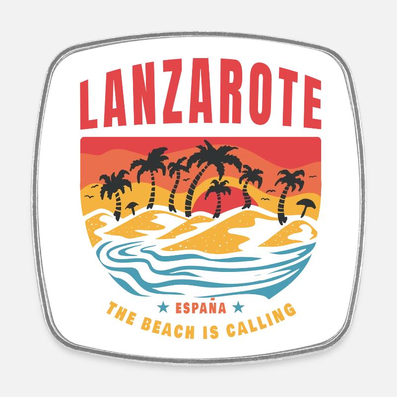 Design de plage de Lanzarote Espana - Magnet carré - blanc