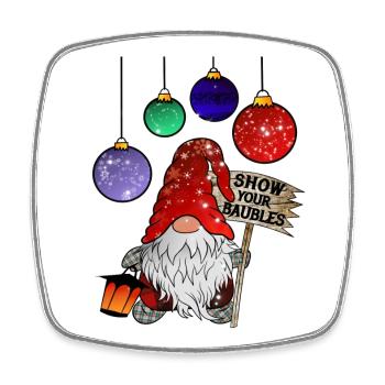 Gnome Christmas Dwarf Merry Christmas - Square fridge magnet - white - Front