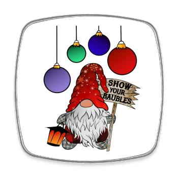 X Measure Gnome Show your Baubles - Square fridge magnet - white - Front