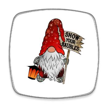 CHRISTMAS GNOME SHOW YOUR BAUBLES - Square fridge magnet - white - Front