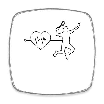 Battement de cœur de badminton - Magnet carré - blanc - Devant