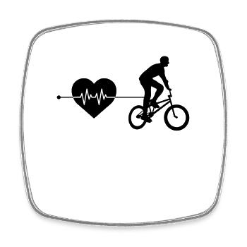 BMX Herzschlag - Viereckiger Kühlschrankmagnet - Weiß - Vorne