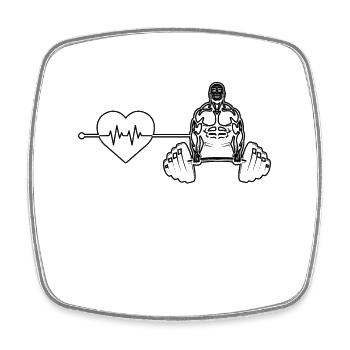 Rythme cardiaque de musculation - Magnet carré - blanc - Devant
